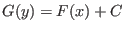 $\displaystyle G(y) = F(x) + C $